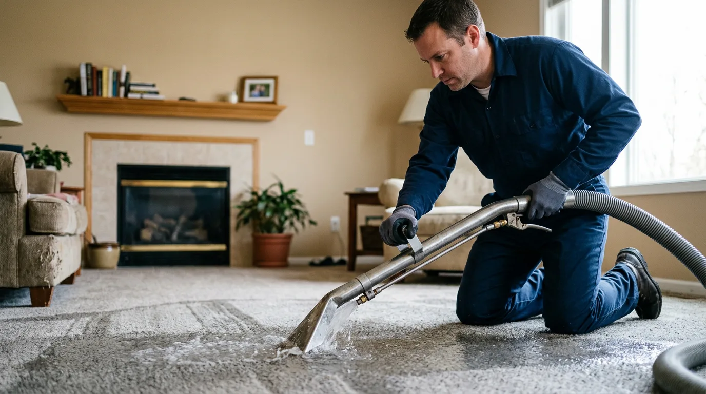 Water damage restoration technician working near Oakley, UT